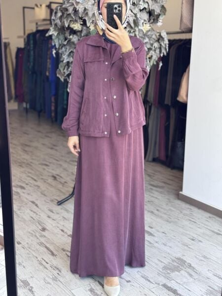 Almarwah Yelekli Cupra İpek Elbise 202781