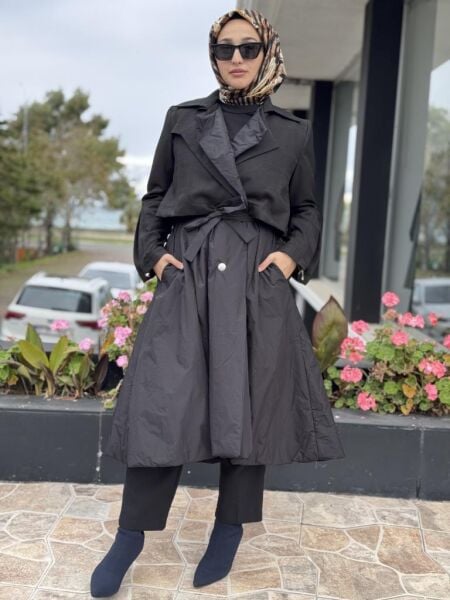 Misswhence Teknik Kumaşlı Detaylı Çırçıtlı Kap 38403