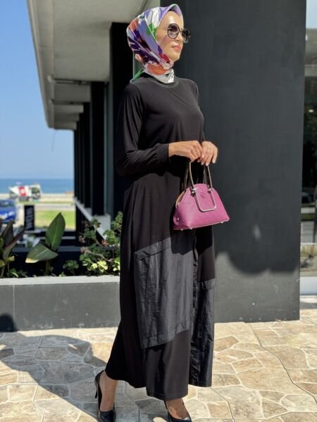 Almarwah Örme Siyah Elbise 303717