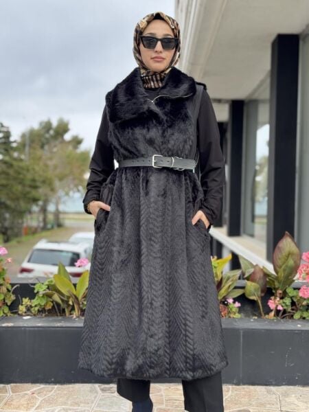 Misswhence Kapitone Detaylı Uzun Kürk Yelek 38700