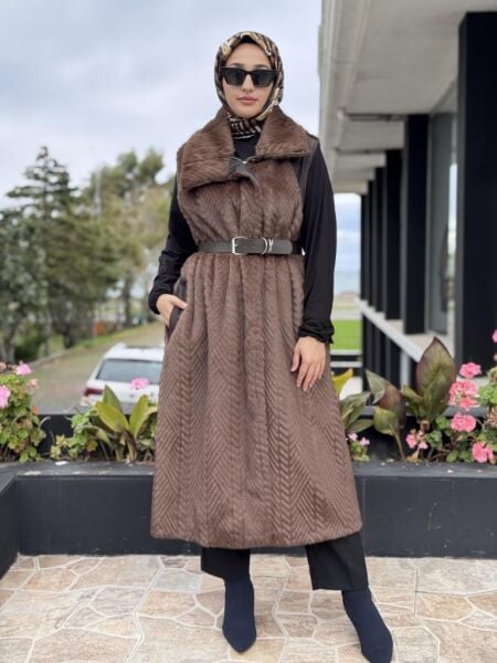 Misswhence Kapitone Detaylı Uzun Kürk Yelek 38700
