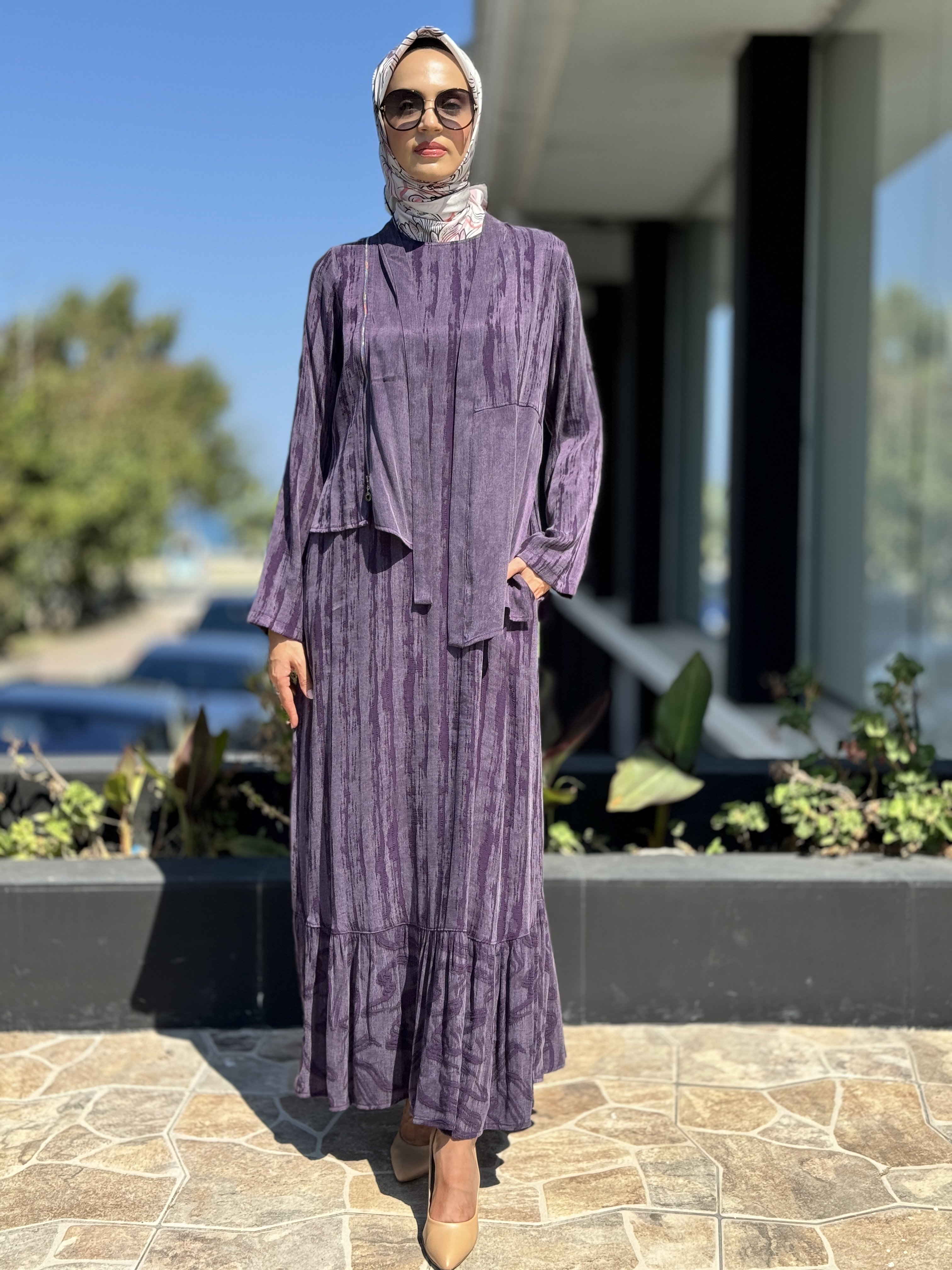 Almarwah Ceketli Askılı Cupra İpek Elbise 202644