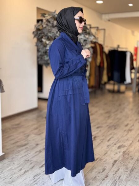 Misswhence Nakış Detaylı Kruvaze Tencel Denim Pardesü 37501