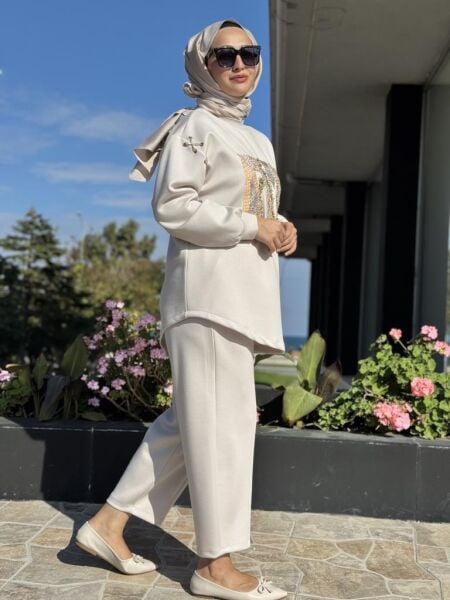 Ghisa Önü İşlemeli Tunik Pantolon Takım 4732