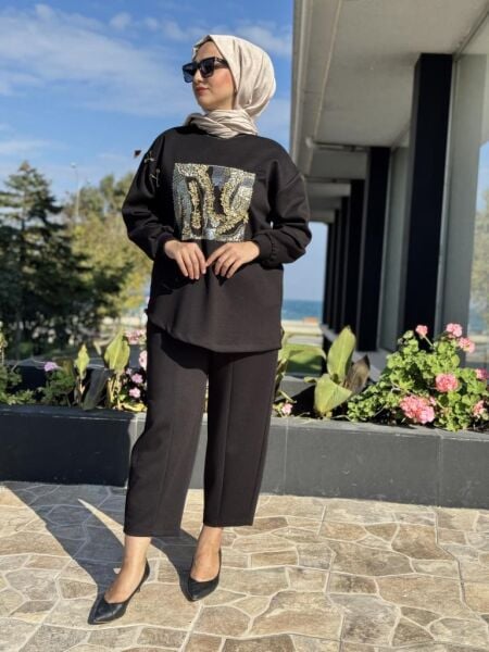 Ghisa Önü İşlemeli Tunik Pantolon Takım 4732