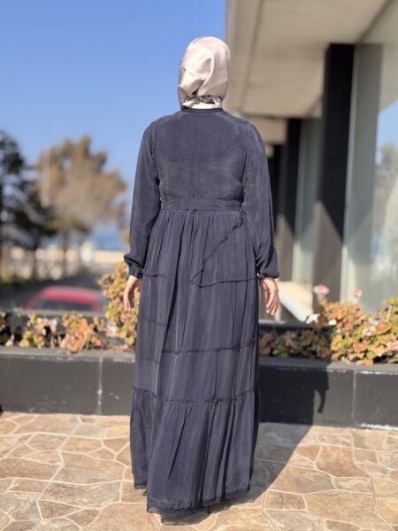 Misswhence Önden Düğmeli Parçalı Cupra İpek Elbise 37809