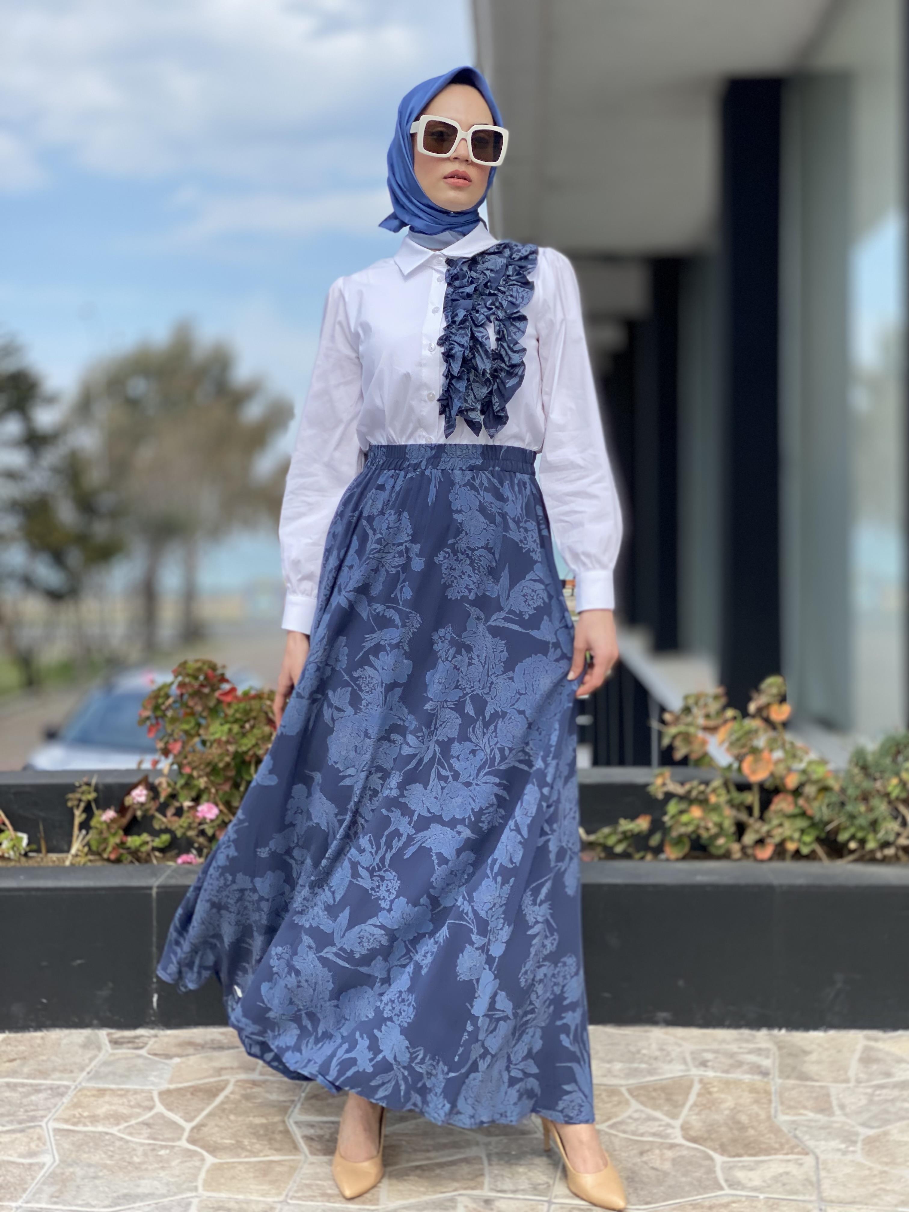 Almarwah Desenli Etek Gömlek Takım 202578