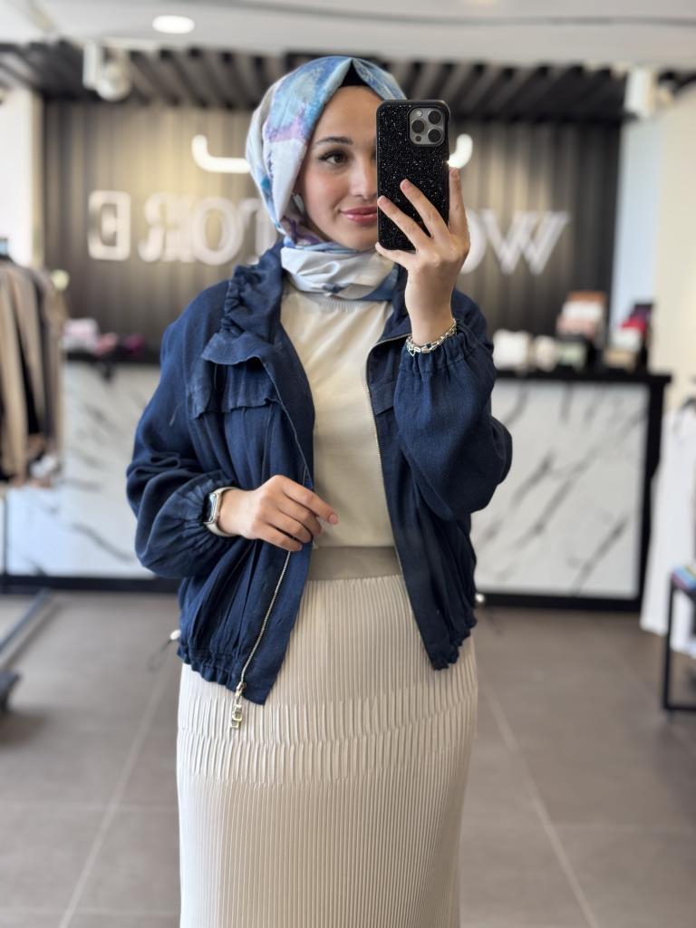Misswhence Büzgü Detaylı Kot Ceket 37201