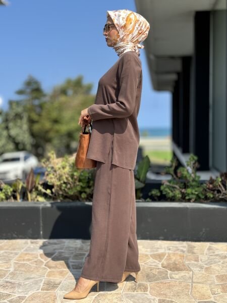 Almarwah Ceket Tunik Pantolon 3lü Takım 202641 36 - ORANJ-KAHVE