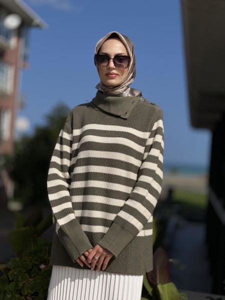 QOOQ Line Çizgili Triko Kazak 24FW200