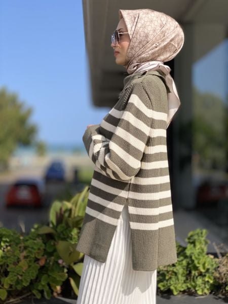 QOOQ Line Çizgili Triko Kazak 24FW200