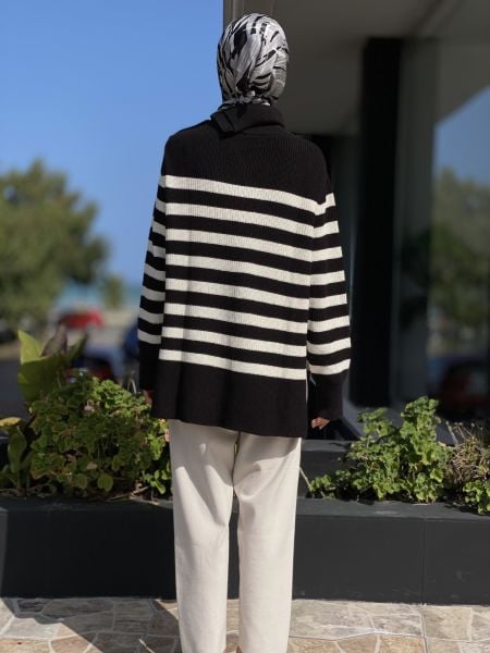 QOOQ Line Çizgili Triko Kazak 24FW200