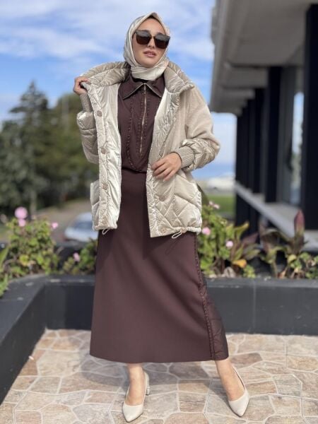 WOM BTQ Kürk Detaylı Önden Cepli Mont