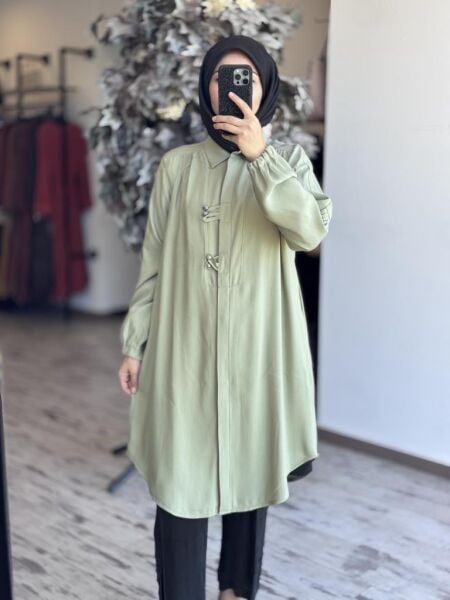 Misswhence Tencel Çıtçıtlı Gömlek / Kap