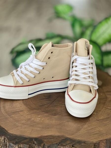 Benetton Yüksek Tabanlı Bej Converse Ayakkabı 30939 BEJ - 37