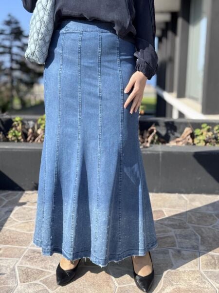 Misswhence Parçalı Tensel Kot Etek 37922