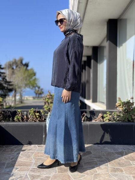 Misswhence Parçalı Tensel Kot Etek 37922