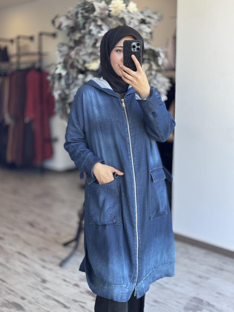 Misswhence Kapüşonlu Tencel Kot Kap