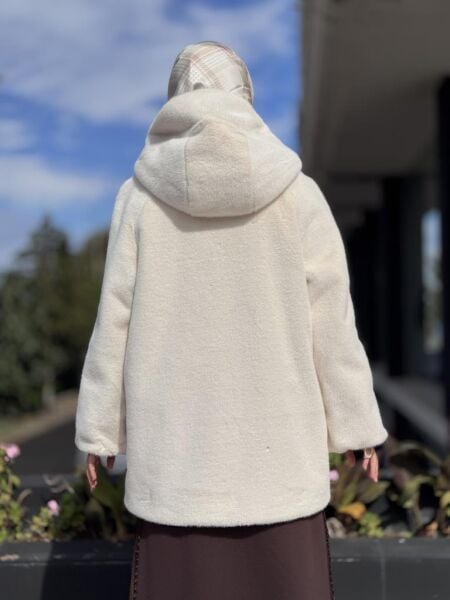 WOM BTQ Fermuarlı Kapüşonlu Kürk Kaban