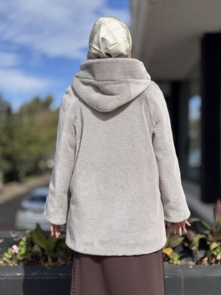 WOM BTQ Fermuarlı Kapüşonlu Kürk Kaban