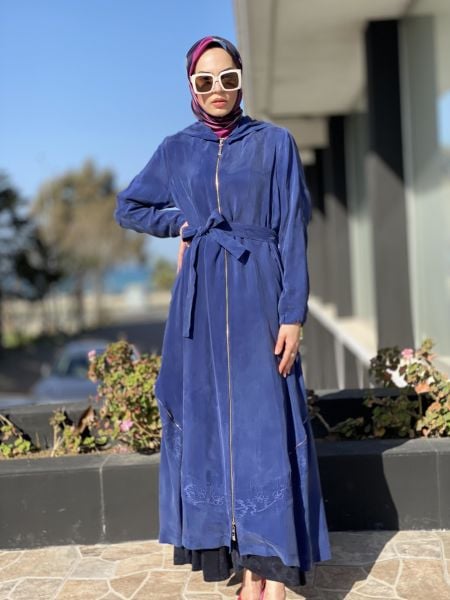 Misswhence Fermuar ve Nakış Detaylı İpek Pardesü 35500