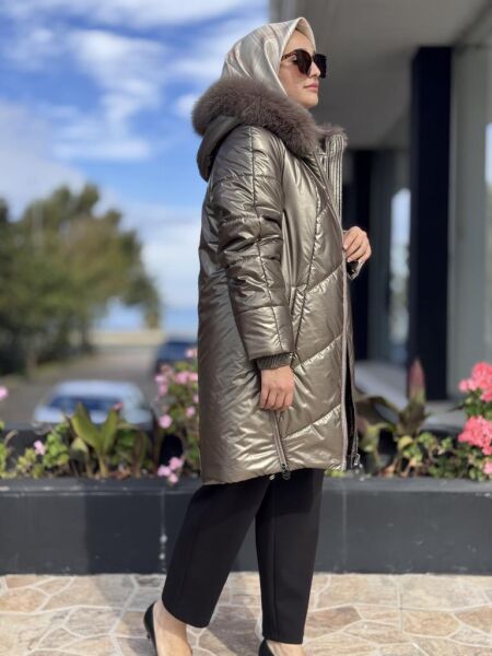 WOM BTQ Fermuar Detaylı Seyyar Kürklü Mont