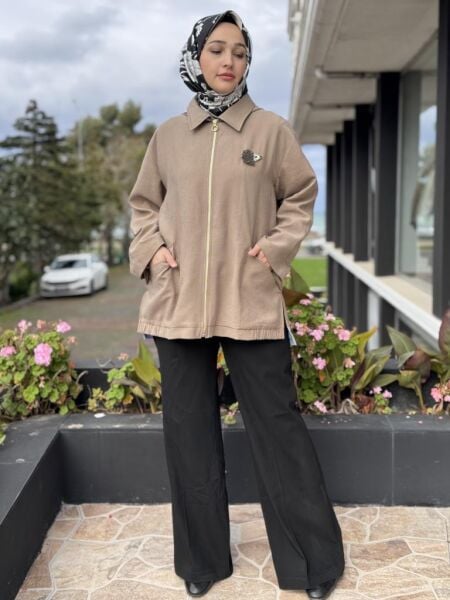 Ghisa Çizgili Poplin Kumaş Detaylı Kapüşonlu Ceket 3299