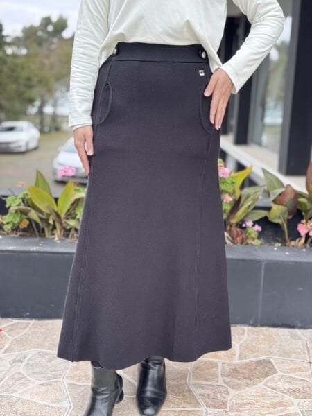 Ghisa Cep Detaylı Örme Triko Etek G5344