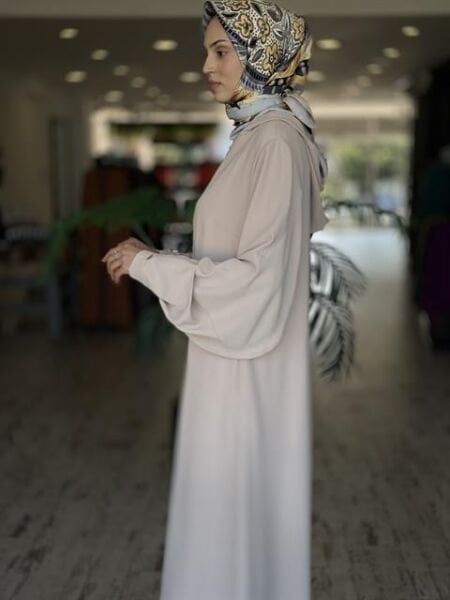 SENNA Andrea Fermuarlı Bej Abaya 4011S23