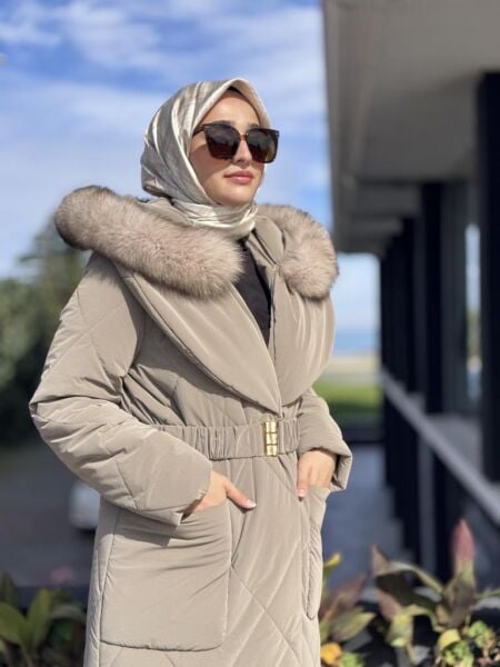 WOM BTQ Seyyar Kapüşon ve Kürk Detaylı Çıtçıtlı Mont