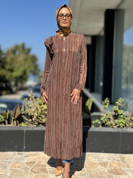 Almarwah Omuz Fermuar Detaylı Fermaurlı Cupra İpek Kap 404890