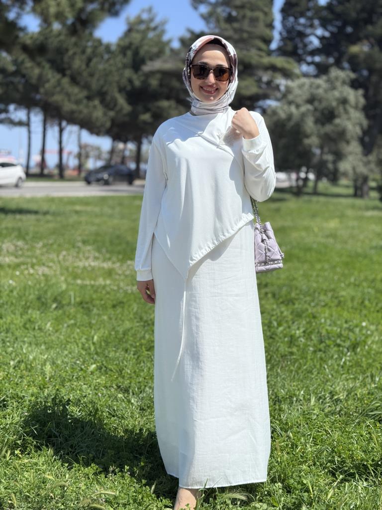 Qupra Broş Detaylı Astarlı Modal Elbise WAB85013