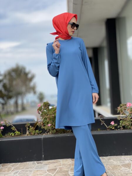 Misswhence Basic Viscon Tunik 35025 MAVİ - 42