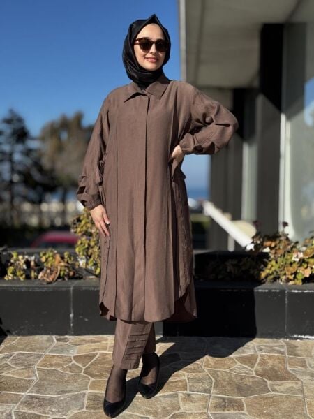 Misswhence Yanları Nakış Detaylı Gömlek Pantolon Takım 37301