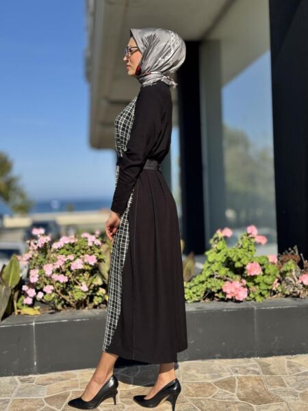 Misswhence Önü Desenli Fermuar Detaylı Elbise 36814