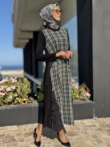 Misswhence Önü Desenli Fermuar Detaylı Elbise 36814