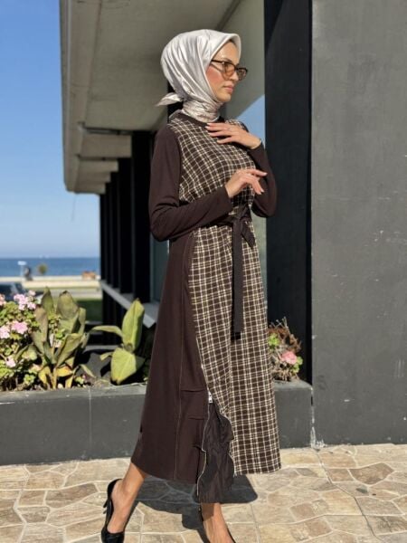 Misswhence Önü Desenli Fermuar Detaylı Elbise 36814