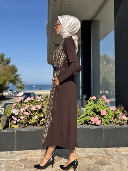 Misswhence Önü Desenli Fermuar Detaylı Elbise 36814