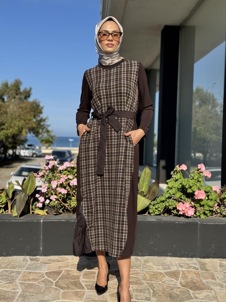 Misswhence Önü Desenli Fermuar Detaylı Elbise 36814