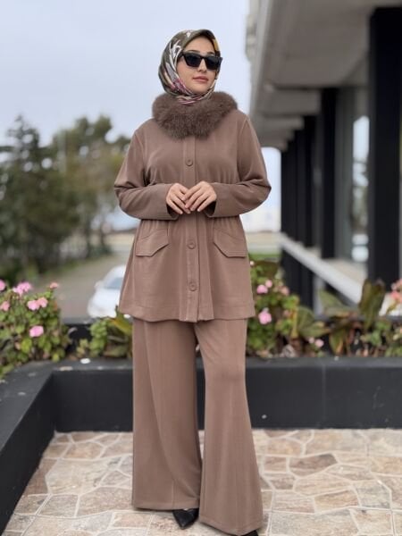 Qupra Belden Büzdürmeli Seyyar Kürklü Kap Pantolon Takım WAC92123