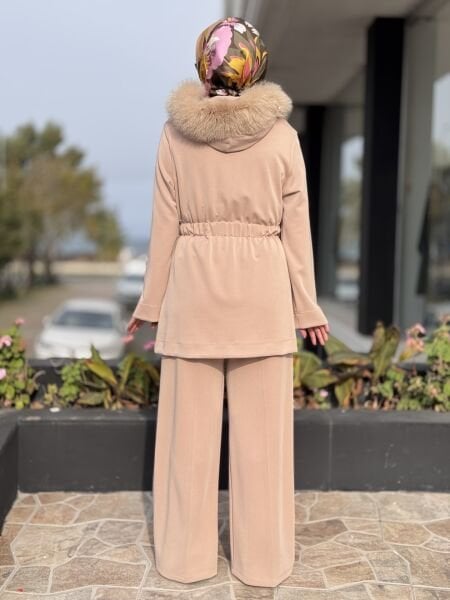 Qupra Belden Büzdürmeli Seyyar Kürklü Kap Pantolon Takım WAC92123