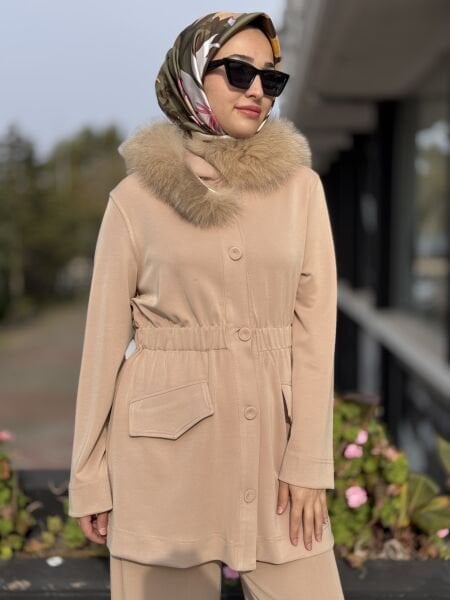 Qupra Belden Büzdürmeli Seyyar Kürklü Kap Pantolon Takım WAC92123