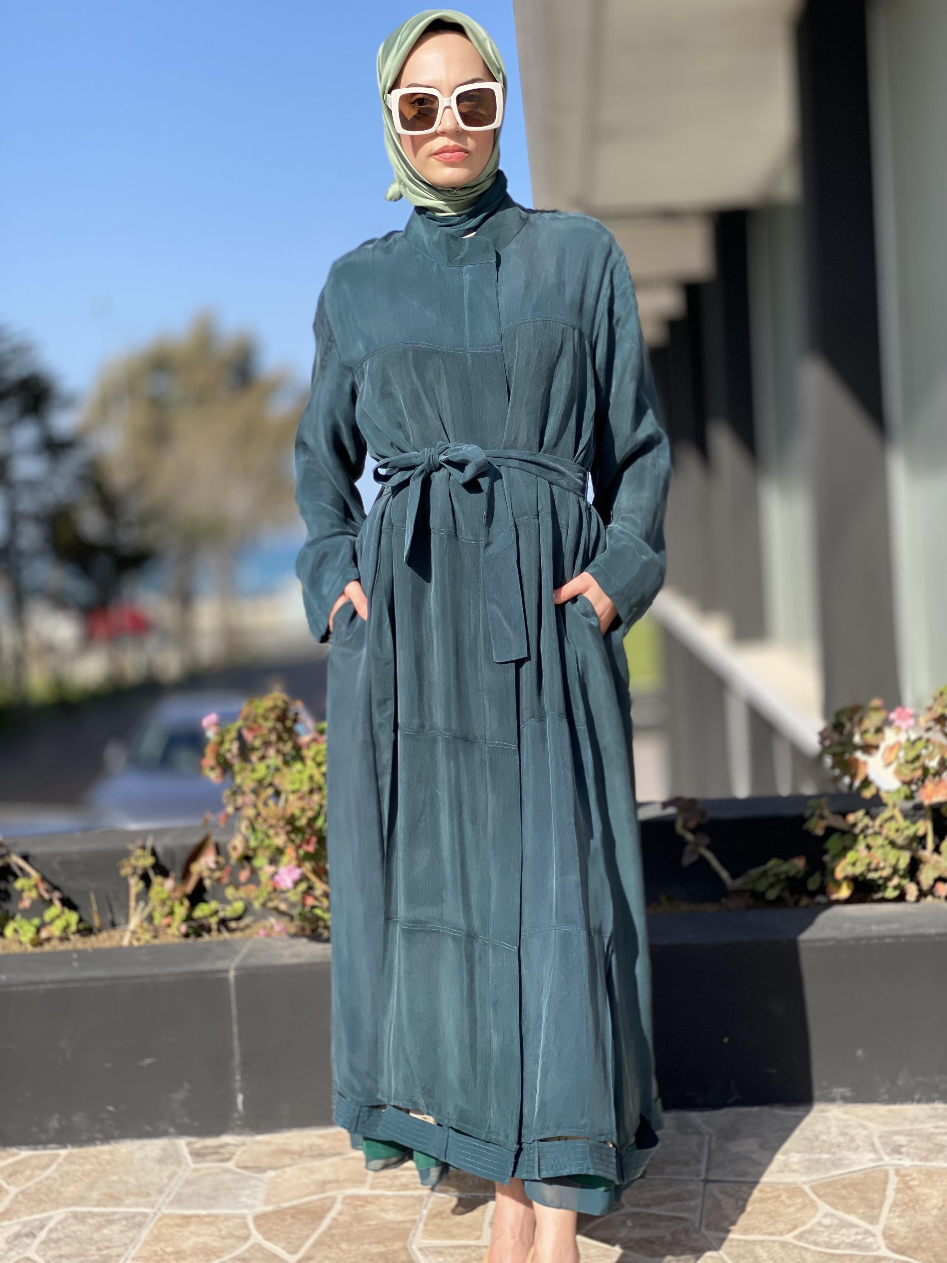 Misswhence Kuşaklı Cupra İpek Pardesü 35501