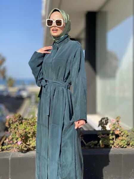 Misswhence Kuşaklı Cupra İpek Pardesü 35501