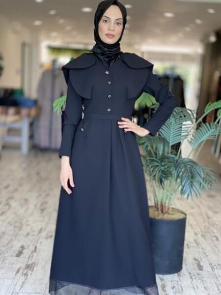 SENNA Arcıa Siyah Tesettür Abiye Elbise 3010S23