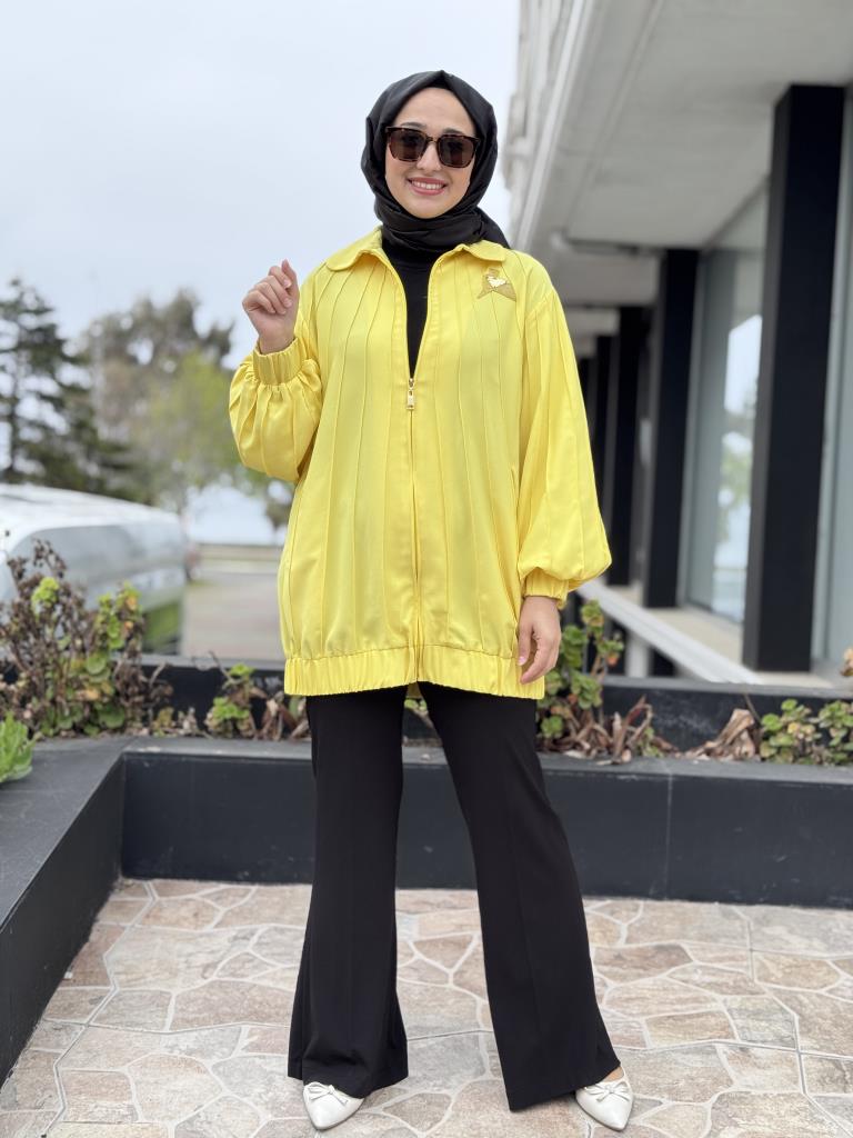 Qupra Nervürlü Fermuarlı Kap/ Ceket WAB82010