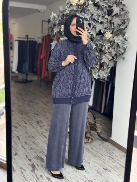 Tığ Triko İçi Kolsuz Bluzlu Pantolonlu 3 lü Takım TKM2059