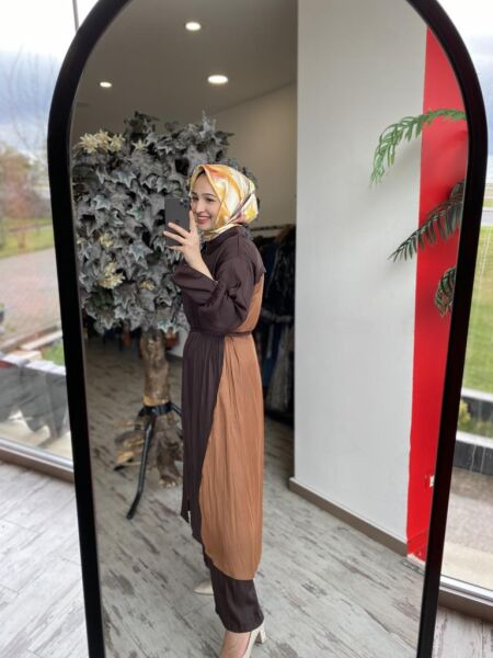 Almarwah Kraşlı Fermuarlı Kap Pantolon Takım 202736