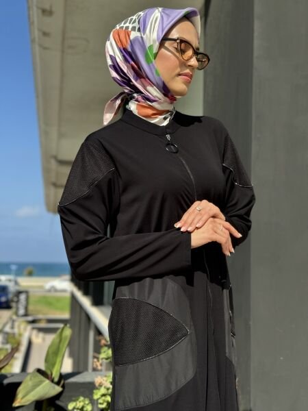 Almarwah File Fermuar Detaylı Siyah Kap 404877