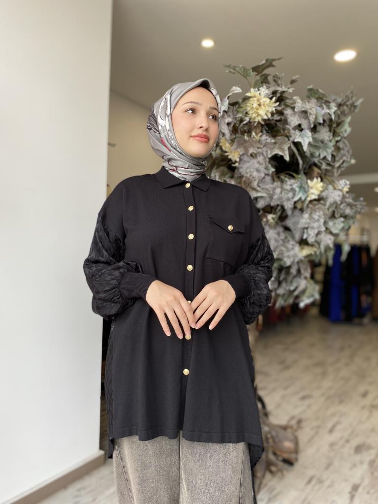 Ghisa Önü Örme Arkası Kazayağı Desenli Tunik G4800